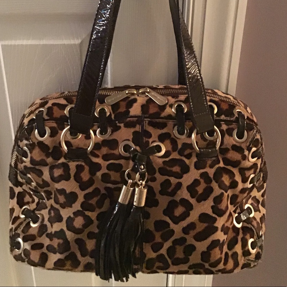 Michael Kors leopard print calf hair satchel🐯💋